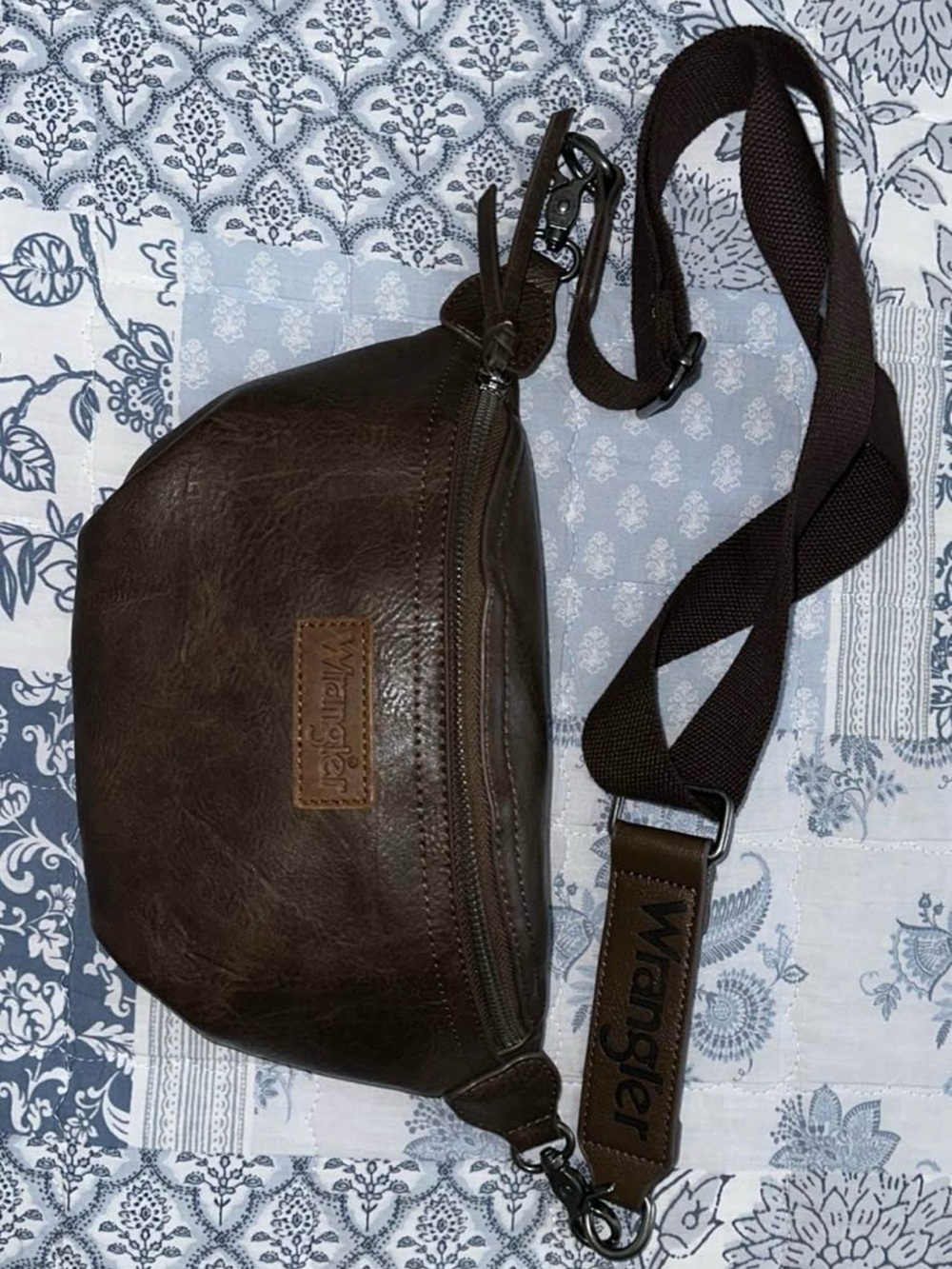 Wrangler Dark Brown Leather Sling Belt Bag